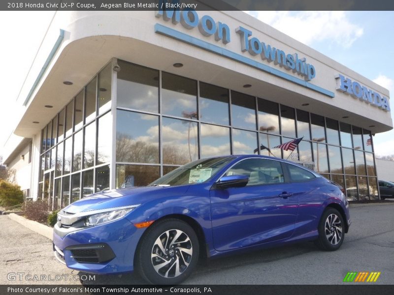 Aegean Blue Metallic / Black/Ivory 2018 Honda Civic LX-P Coupe