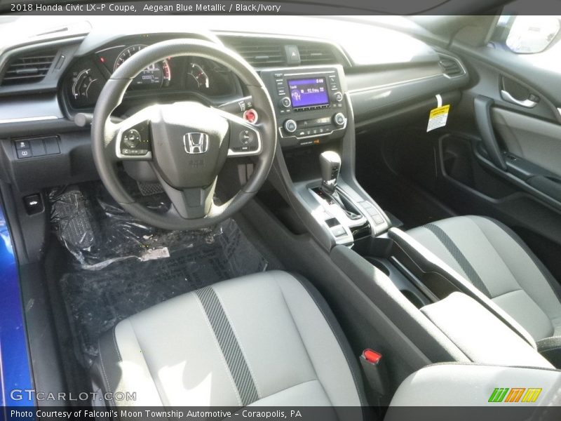 Aegean Blue Metallic / Black/Ivory 2018 Honda Civic LX-P Coupe