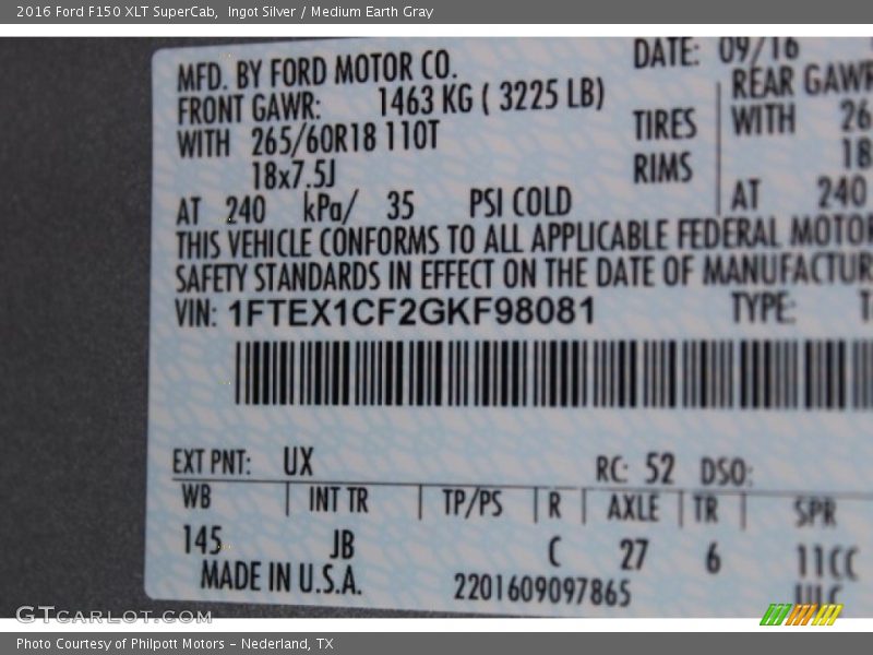 Ingot Silver / Medium Earth Gray 2016 Ford F150 XLT SuperCab