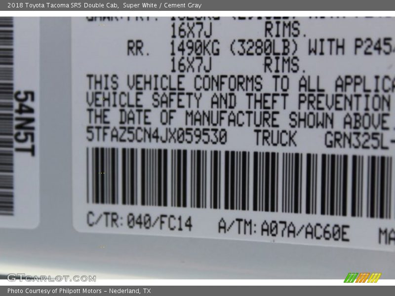 Super White / Cement Gray 2018 Toyota Tacoma SR5 Double Cab