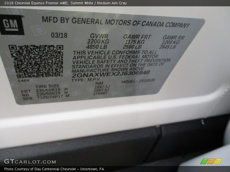 Summit White / Medium Ash Gray 2018 Chevrolet Equinox Premier AWD