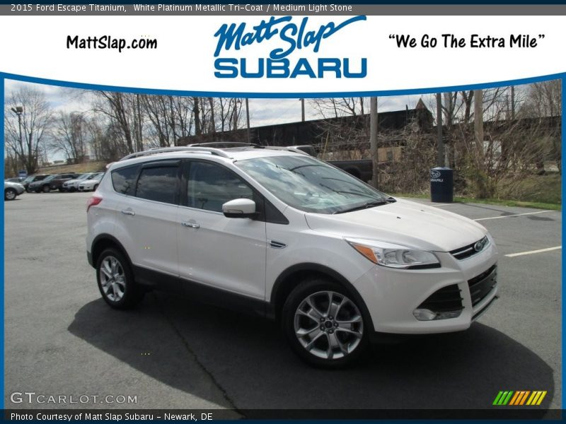 White Platinum Metallic Tri-Coat / Medium Light Stone 2015 Ford Escape Titanium