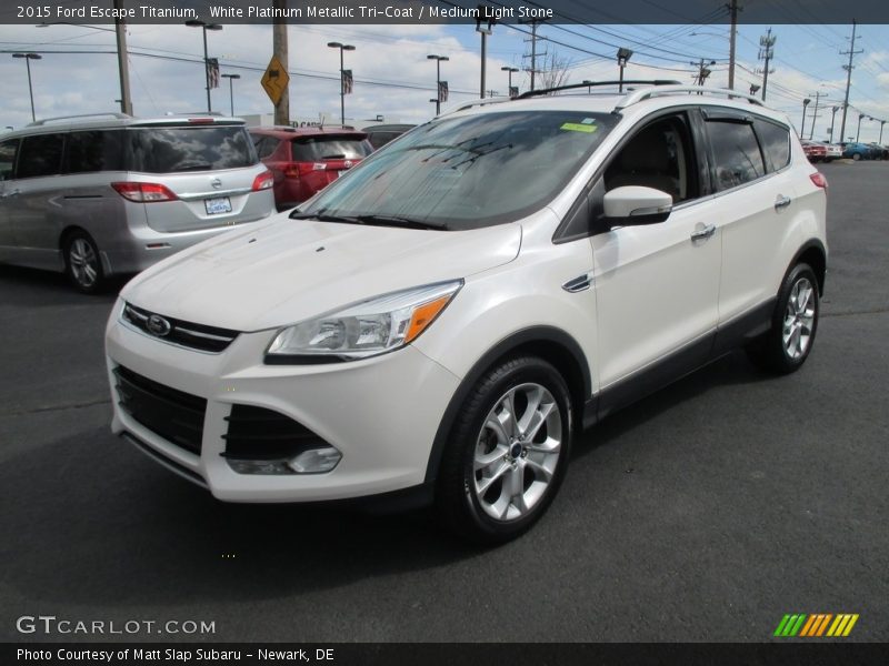 White Platinum Metallic Tri-Coat / Medium Light Stone 2015 Ford Escape Titanium