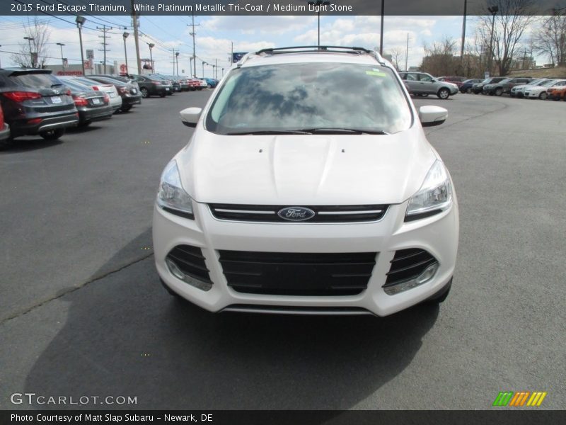 White Platinum Metallic Tri-Coat / Medium Light Stone 2015 Ford Escape Titanium