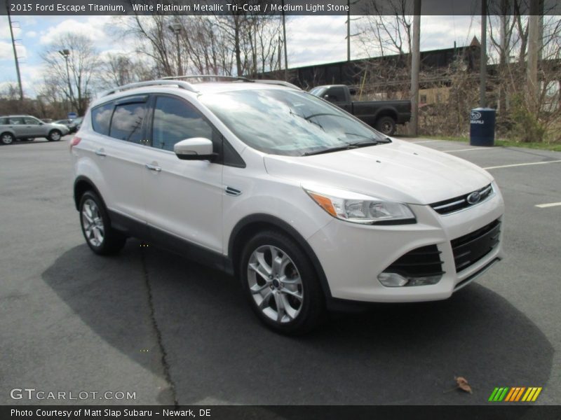 White Platinum Metallic Tri-Coat / Medium Light Stone 2015 Ford Escape Titanium