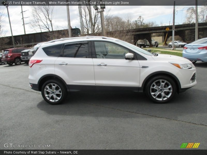 White Platinum Metallic Tri-Coat / Medium Light Stone 2015 Ford Escape Titanium