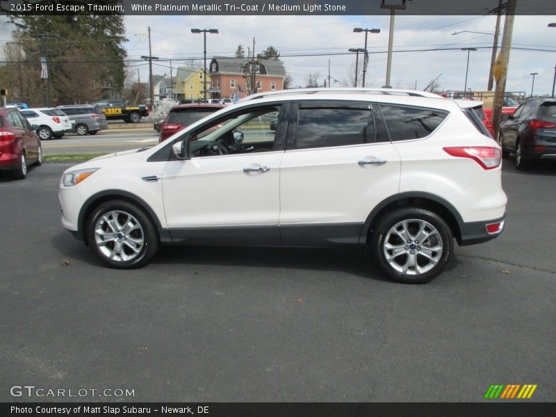 White Platinum Metallic Tri-Coat / Medium Light Stone 2015 Ford Escape Titanium