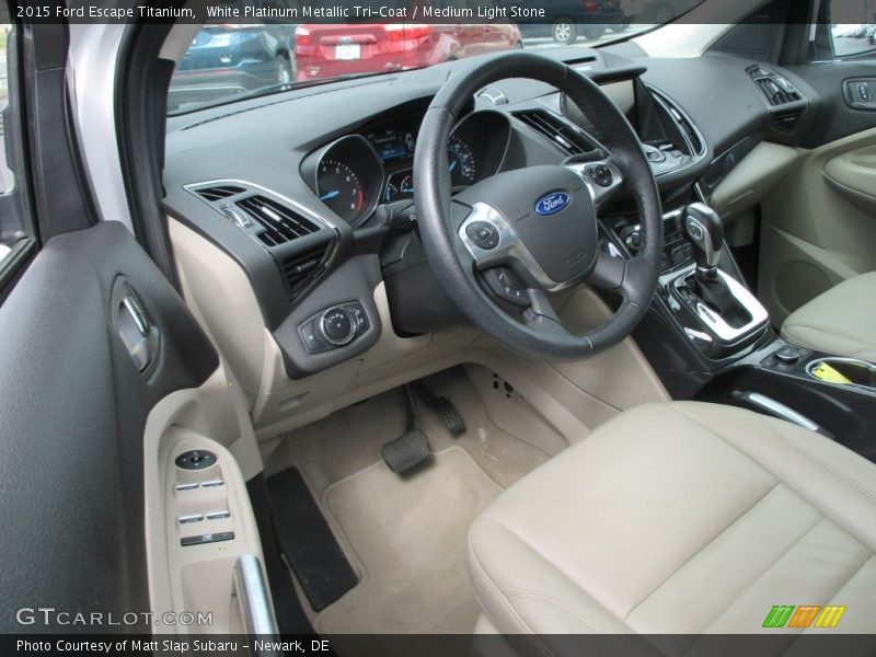 White Platinum Metallic Tri-Coat / Medium Light Stone 2015 Ford Escape Titanium