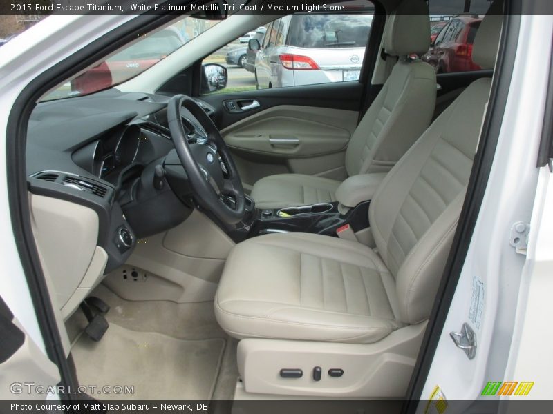 White Platinum Metallic Tri-Coat / Medium Light Stone 2015 Ford Escape Titanium