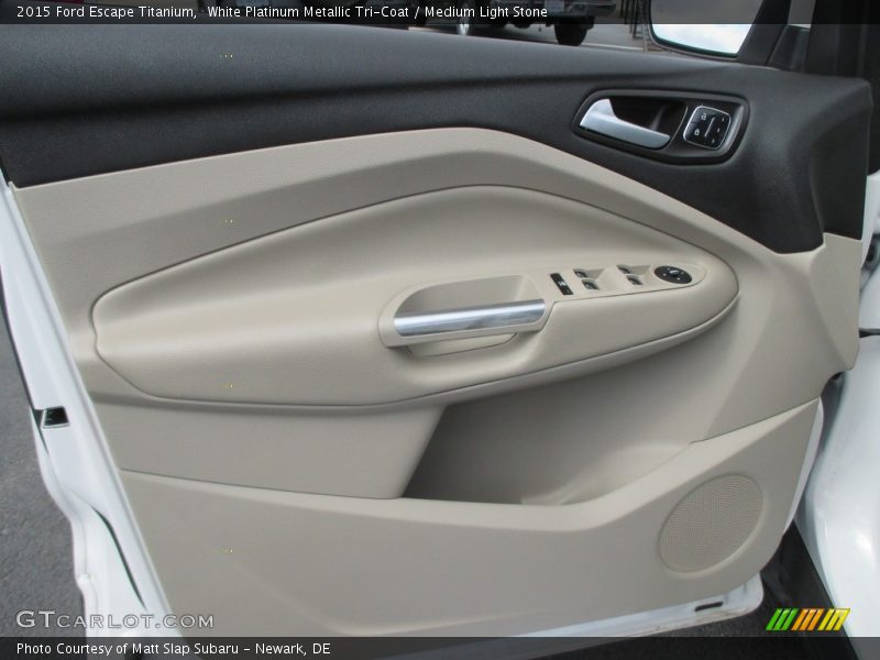 White Platinum Metallic Tri-Coat / Medium Light Stone 2015 Ford Escape Titanium