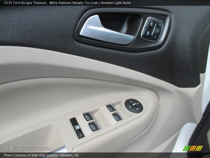 White Platinum Metallic Tri-Coat / Medium Light Stone 2015 Ford Escape Titanium