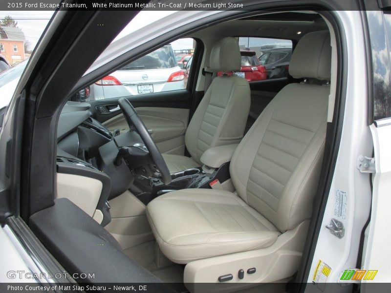 White Platinum Metallic Tri-Coat / Medium Light Stone 2015 Ford Escape Titanium