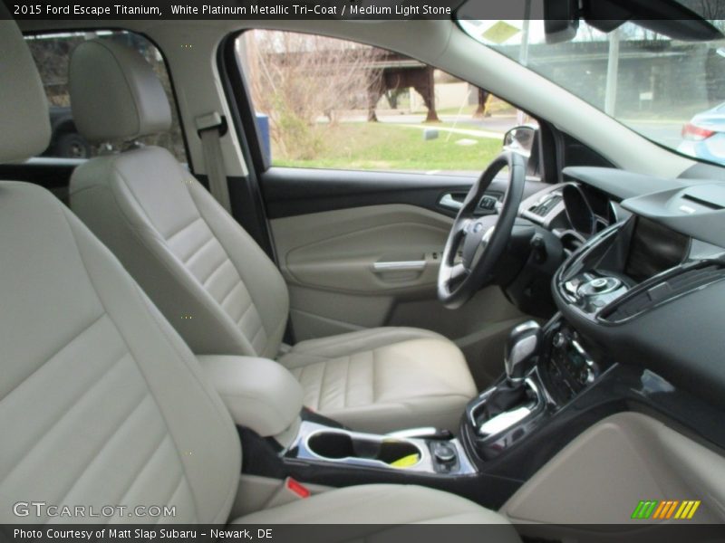 White Platinum Metallic Tri-Coat / Medium Light Stone 2015 Ford Escape Titanium