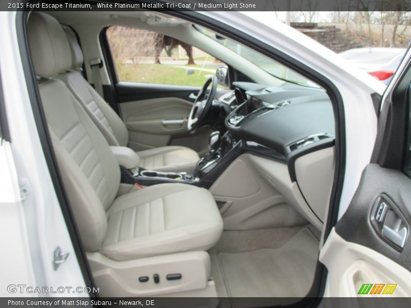 White Platinum Metallic Tri-Coat / Medium Light Stone 2015 Ford Escape Titanium