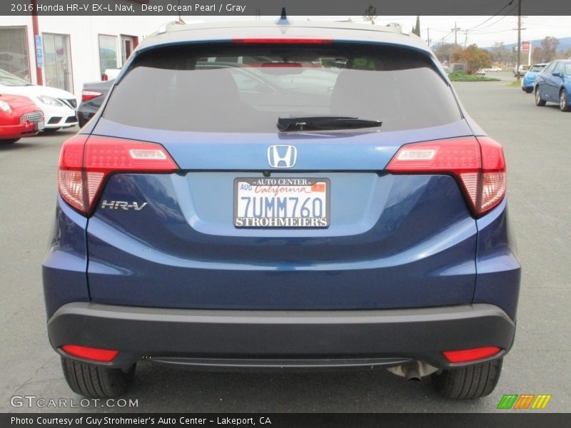 Deep Ocean Pearl / Gray 2016 Honda HR-V EX-L Navi