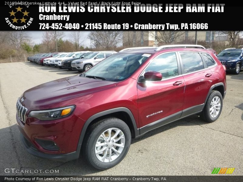 Velvet Red Pearl / Black/Light Frost Beige 2019 Jeep Cherokee Latitude 4x4