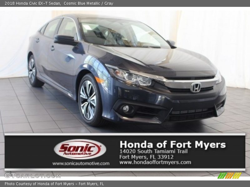 Cosmic Blue Metallic / Gray 2018 Honda Civic EX-T Sedan