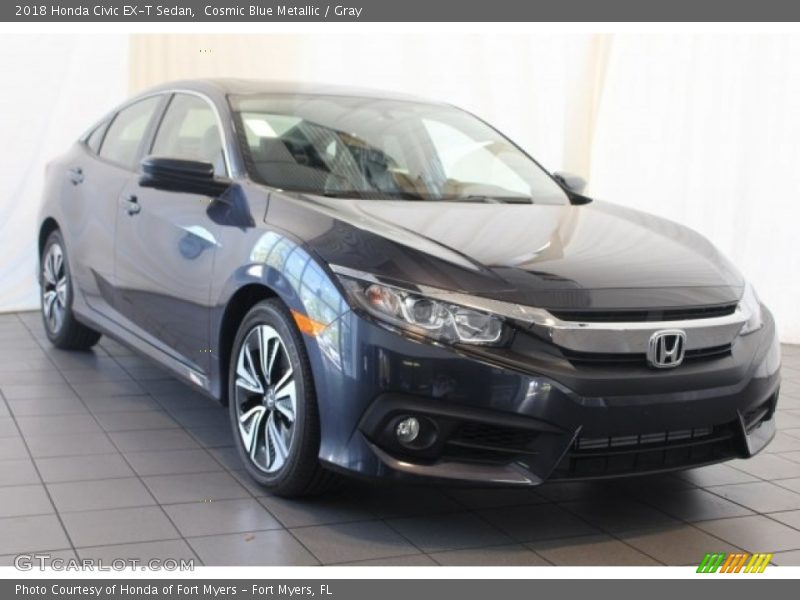 Cosmic Blue Metallic / Gray 2018 Honda Civic EX-T Sedan
