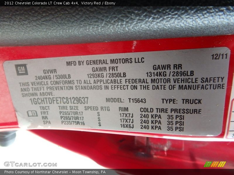 Victory Red / Ebony 2012 Chevrolet Colorado LT Crew Cab 4x4