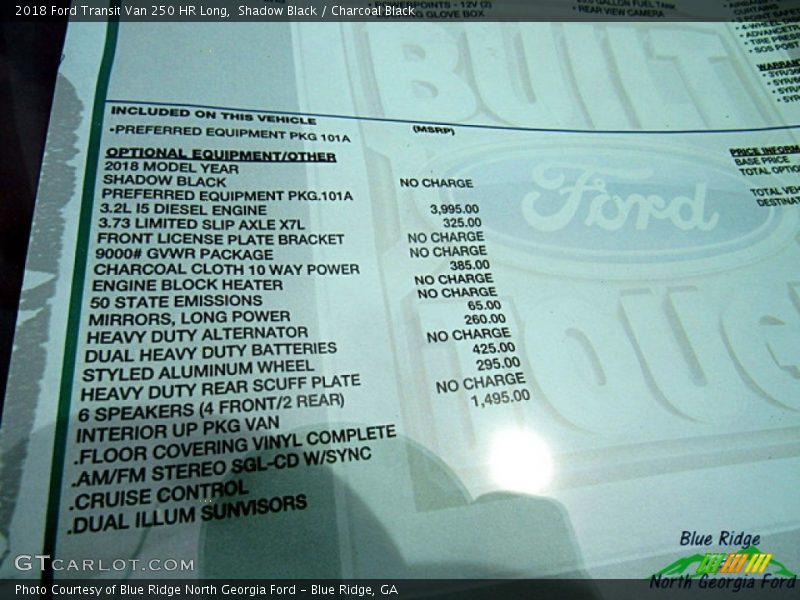 Shadow Black / Charcoal Black 2018 Ford Transit Van 250 HR Long