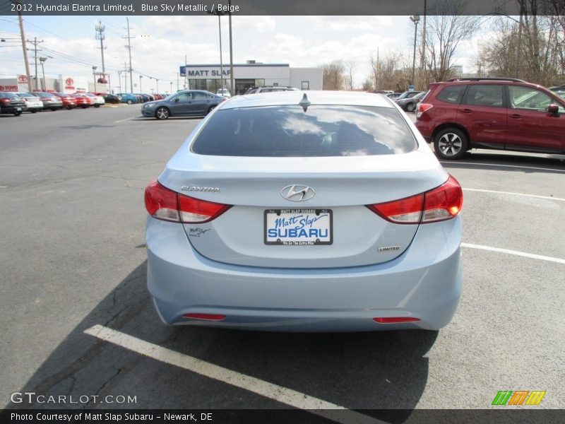 Blue Sky Metallic / Beige 2012 Hyundai Elantra Limited