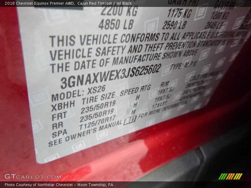Cajun Red Tintcoat / Jet Black 2018 Chevrolet Equinox Premier AWD