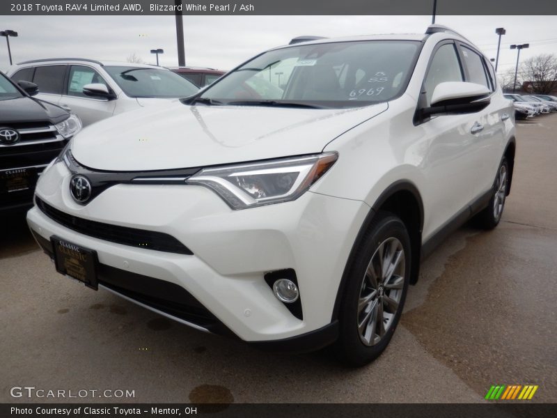 Blizzard White Pearl / Ash 2018 Toyota RAV4 Limited AWD