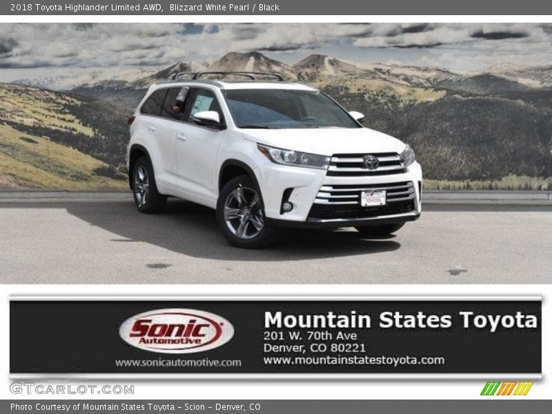 Blizzard White Pearl / Black 2018 Toyota Highlander Limited AWD