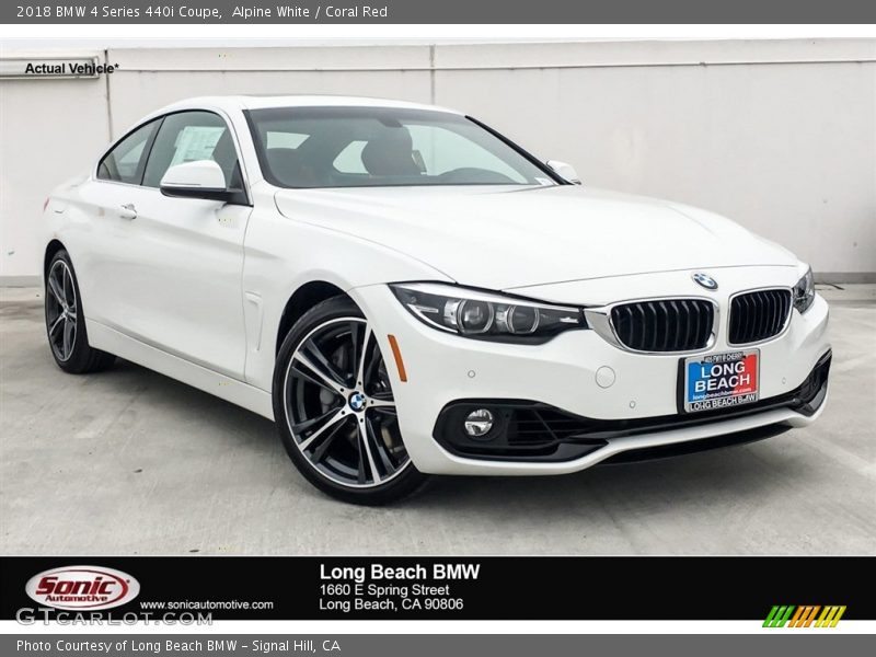 Alpine White / Coral Red 2018 BMW 4 Series 440i Coupe