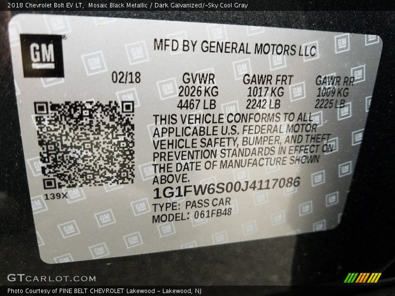 Mosaic Black Metallic / Dark Galvanized/­Sky Cool Gray 2018 Chevrolet Bolt EV LT