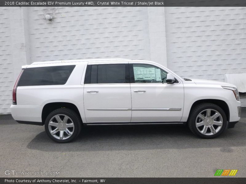 Crystal White Tricoat / Shale/Jet Black 2018 Cadillac Escalade ESV Premium Luxury 4WD