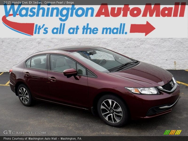 Crimson Pearl / Beige 2015 Honda Civic EX Sedan