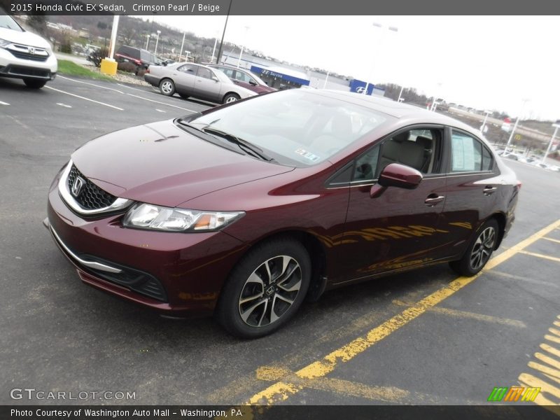 Crimson Pearl / Beige 2015 Honda Civic EX Sedan