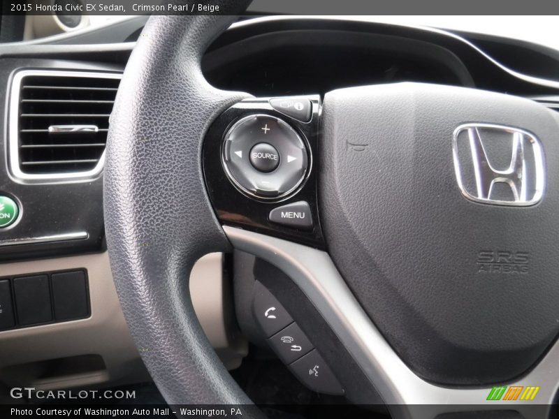 Crimson Pearl / Beige 2015 Honda Civic EX Sedan