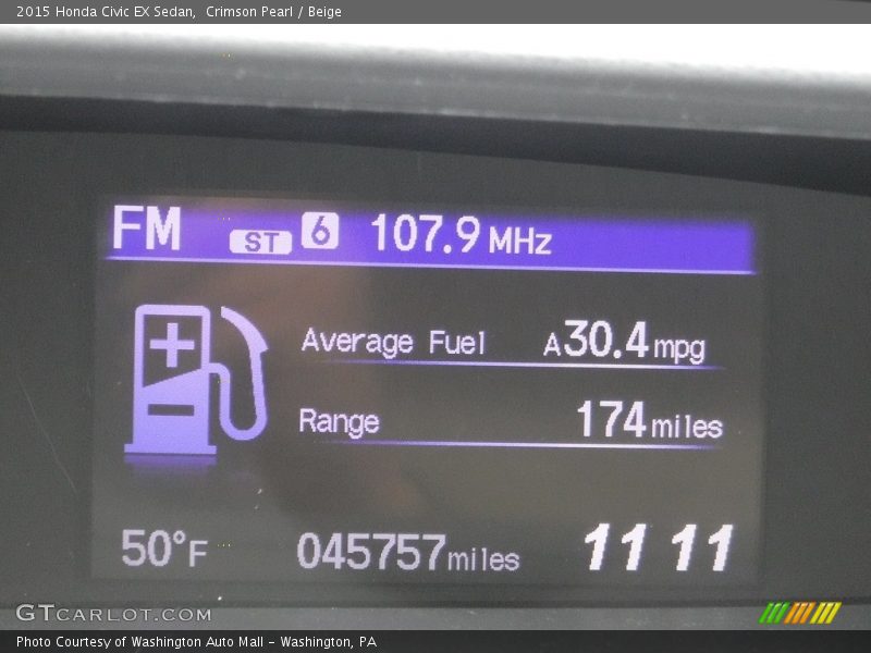 Crimson Pearl / Beige 2015 Honda Civic EX Sedan