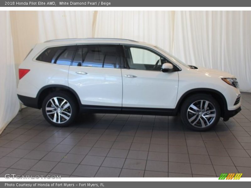 White Diamond Pearl / Beige 2018 Honda Pilot Elite AWD
