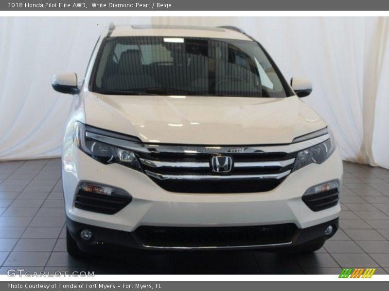 White Diamond Pearl / Beige 2018 Honda Pilot Elite AWD