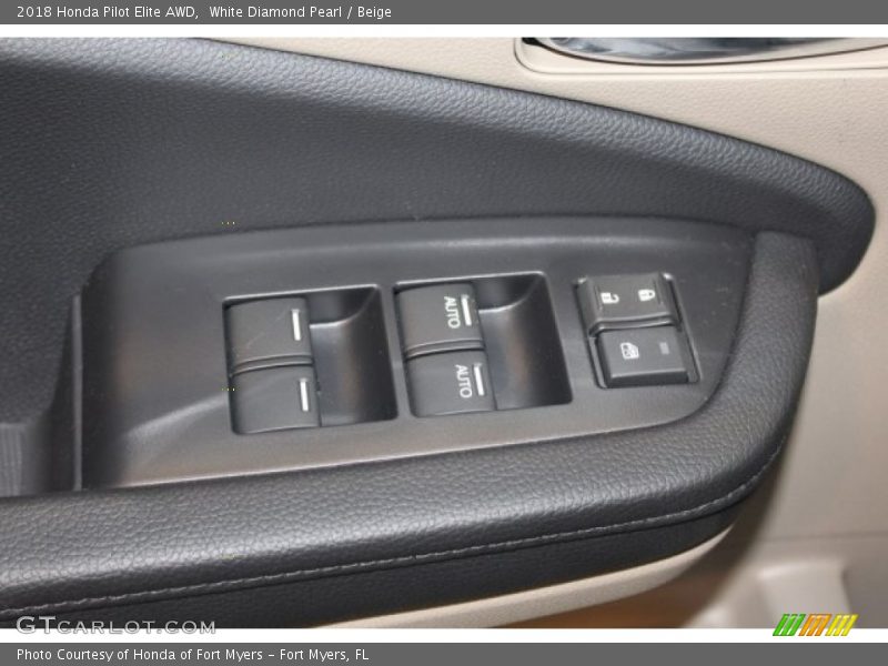 White Diamond Pearl / Beige 2018 Honda Pilot Elite AWD