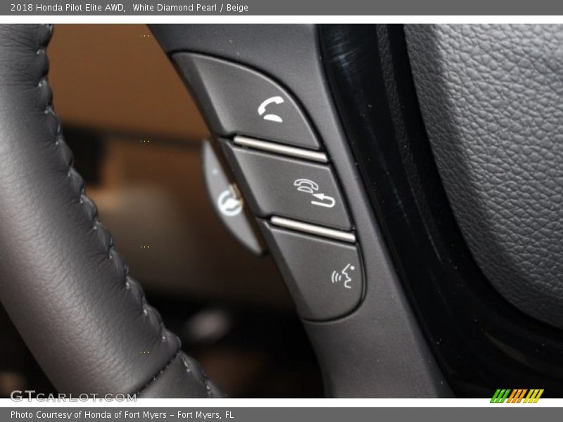 White Diamond Pearl / Beige 2018 Honda Pilot Elite AWD