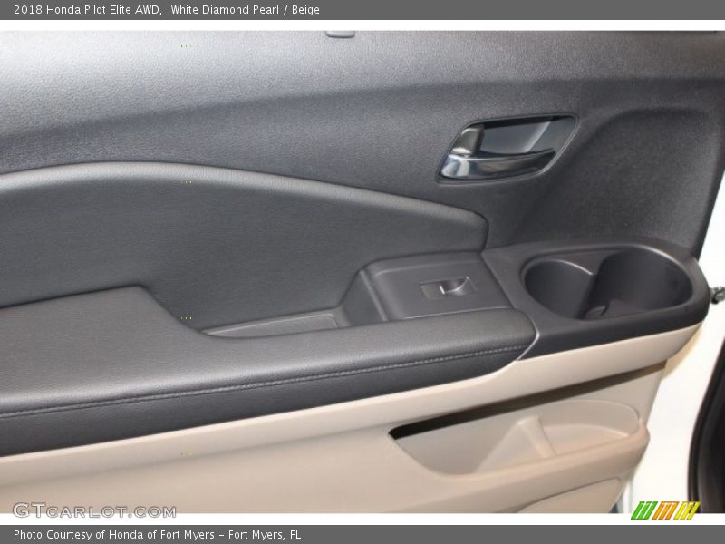 White Diamond Pearl / Beige 2018 Honda Pilot Elite AWD
