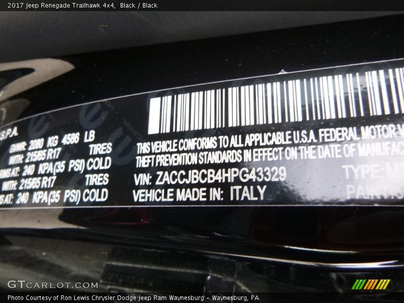 Black / Black 2017 Jeep Renegade Trailhawk 4x4