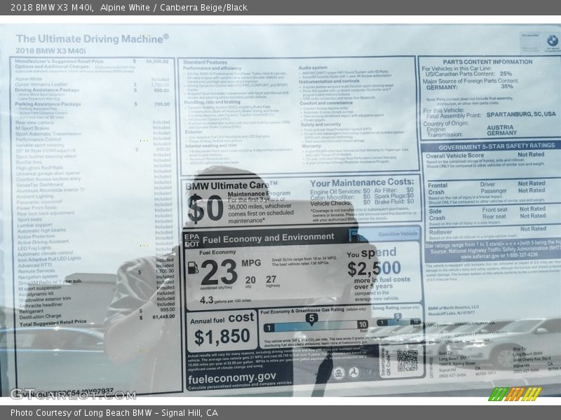 Alpine White / Canberra Beige/Black 2018 BMW X3 M40i