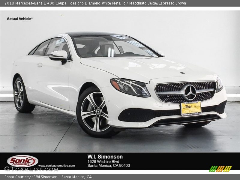 designo Diamond White Metallic / Macchiato Beige/Espresso Brown 2018 Mercedes-Benz E 400 Coupe