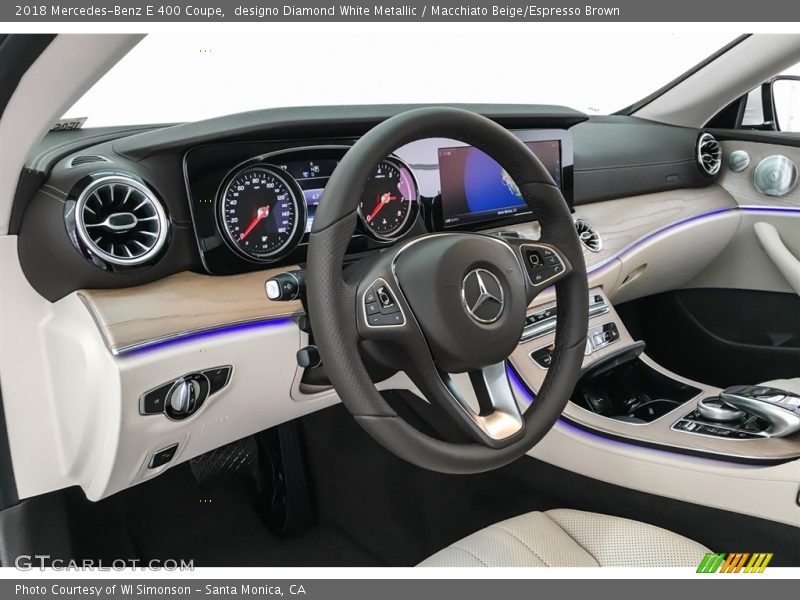 designo Diamond White Metallic / Macchiato Beige/Espresso Brown 2018 Mercedes-Benz E 400 Coupe