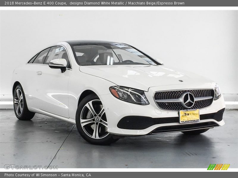 designo Diamond White Metallic / Macchiato Beige/Espresso Brown 2018 Mercedes-Benz E 400 Coupe