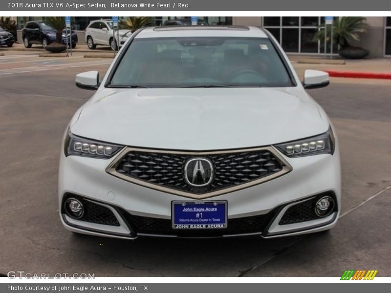 Bellanova White Pearl / Red 2018 Acura TLX V6 A-Spec Sedan
