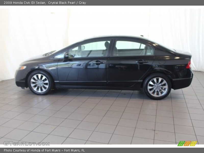 Crystal Black Pearl / Gray 2009 Honda Civic EX Sedan