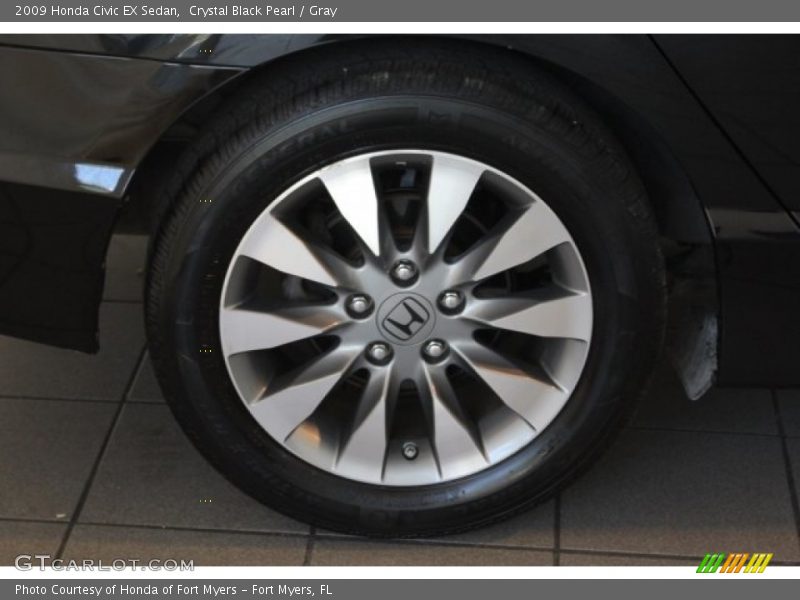 Crystal Black Pearl / Gray 2009 Honda Civic EX Sedan