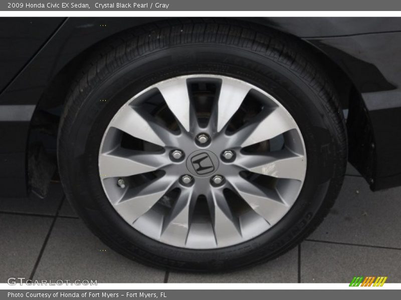 Crystal Black Pearl / Gray 2009 Honda Civic EX Sedan