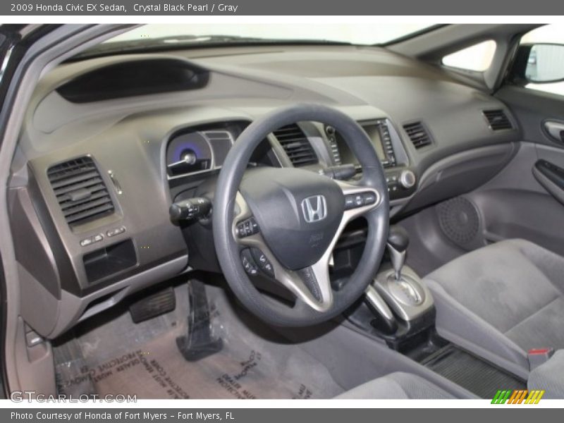 Crystal Black Pearl / Gray 2009 Honda Civic EX Sedan